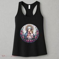 Mother Mary Stained Glass Collection: Roses Mary And Jesus Catholic Christian Women's Tank Top thumb 3