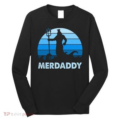 Merdaddy Mermaid Security Merman Daddy Fathers Day Swimmer Long Sleeve Shirt