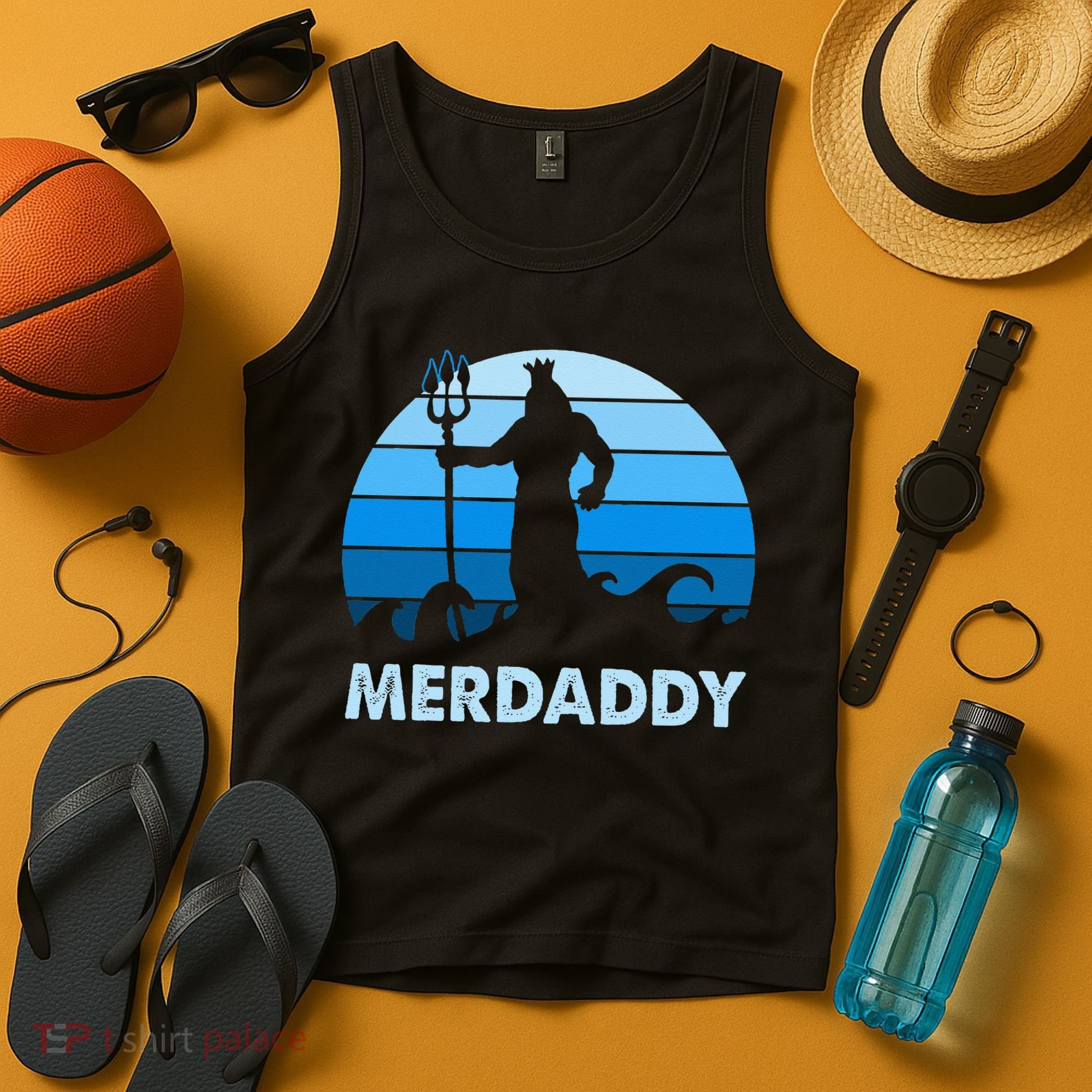 Merdaddy Mermaid Security Merman Daddy Fathers Day Swimmer Tank Top