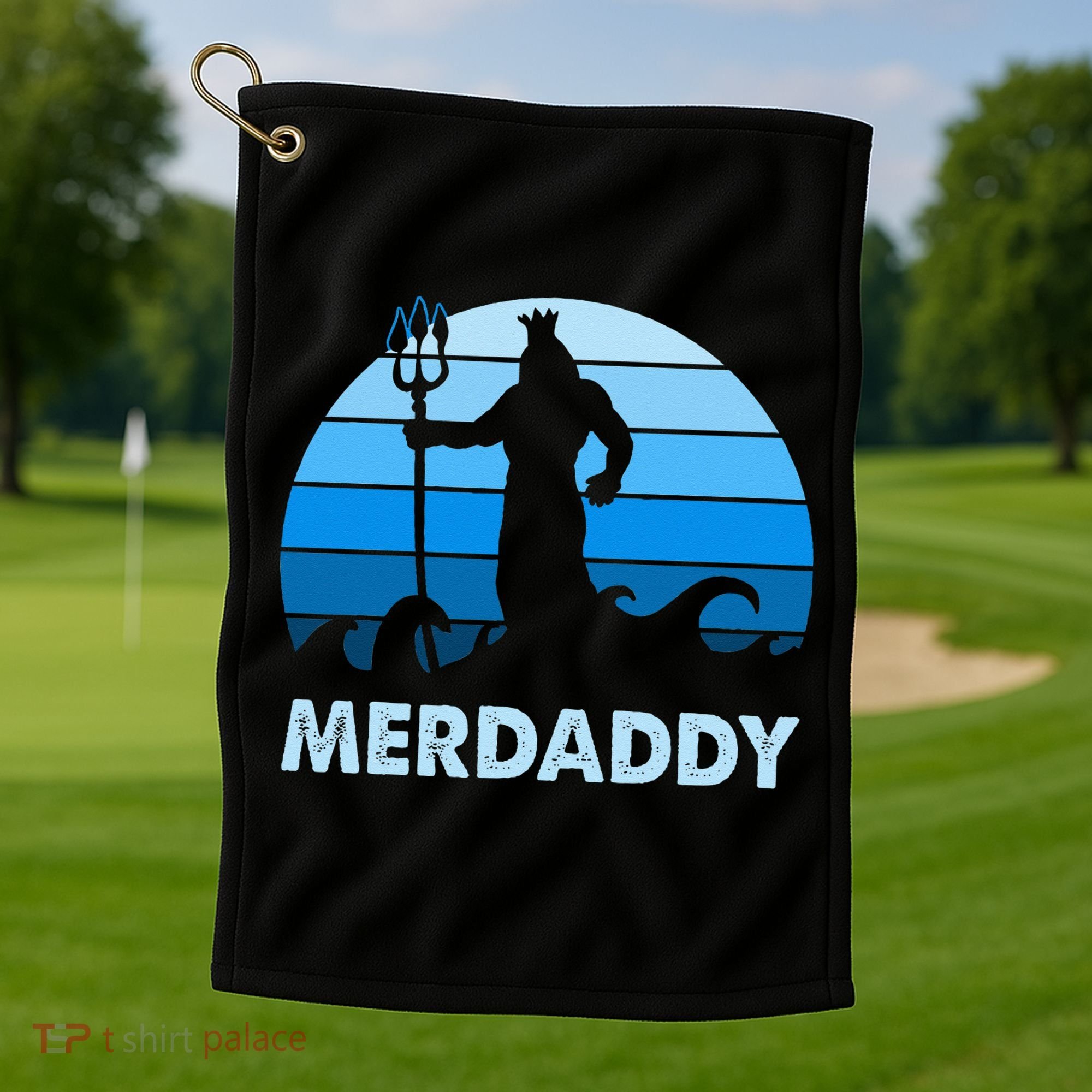 Merdaddy Mermaid Security Merman Daddy Fathers Day Swimmer Golf Towel