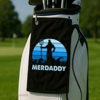 Merdaddy Mermaid Security Merman Daddy Fathers Day Swimmer Golf Towel thumb 2