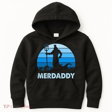 Merdaddy Mermaid Security Merman Daddy Fathers Day Swimmer Kids Hoodie