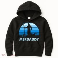 Merdaddy Mermaid Security Merman Daddy Fathers Day Swimmer Kids Hoodie thumb 0