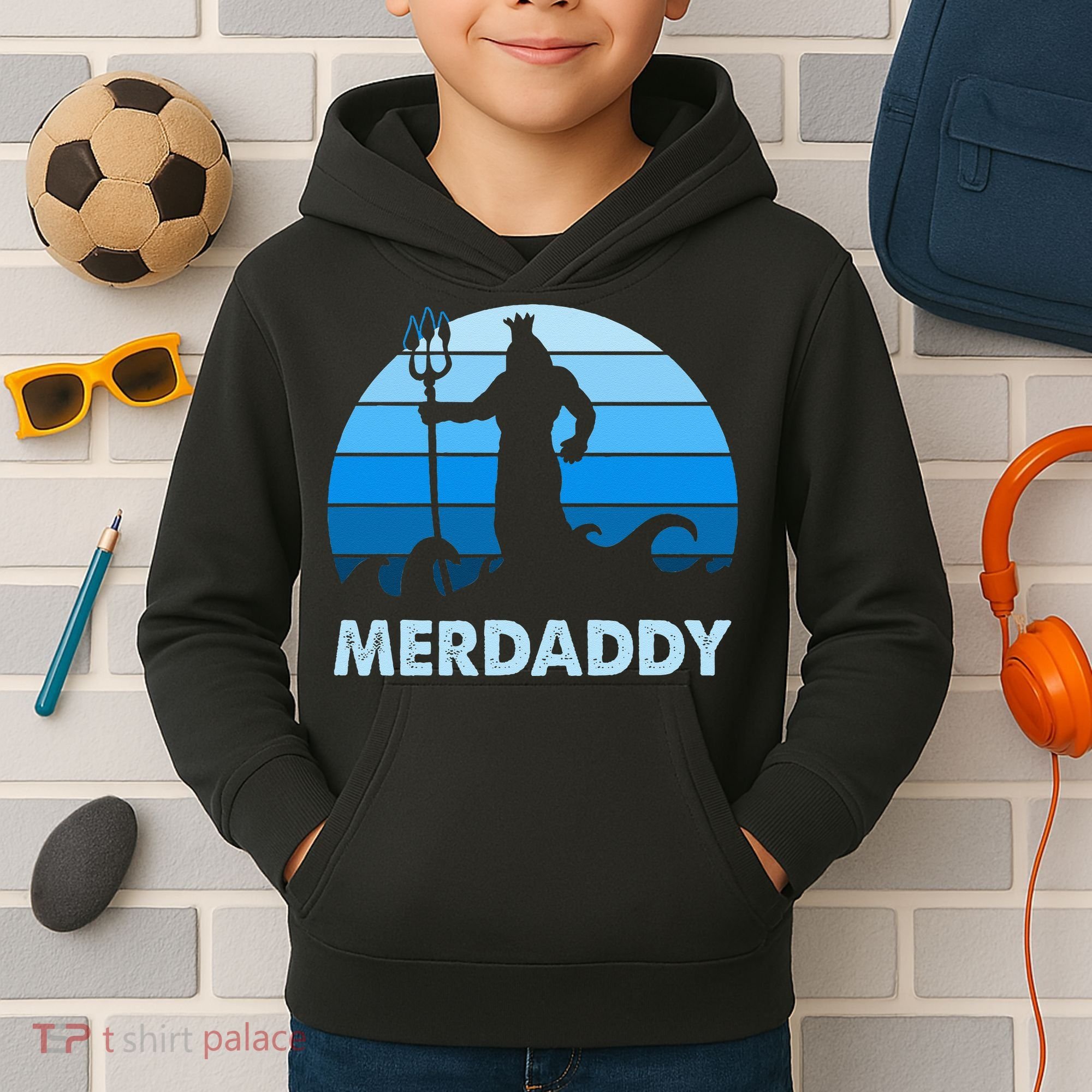 Merdaddy Mermaid Security Merman Daddy Fathers Day Swimmer Kids Hoodie