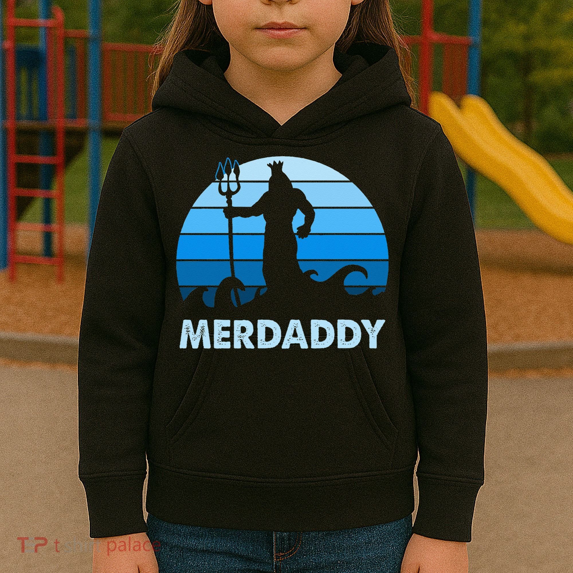 Merdaddy Mermaid Security Merman Daddy Fathers Day Swimmer Kids Hoodie