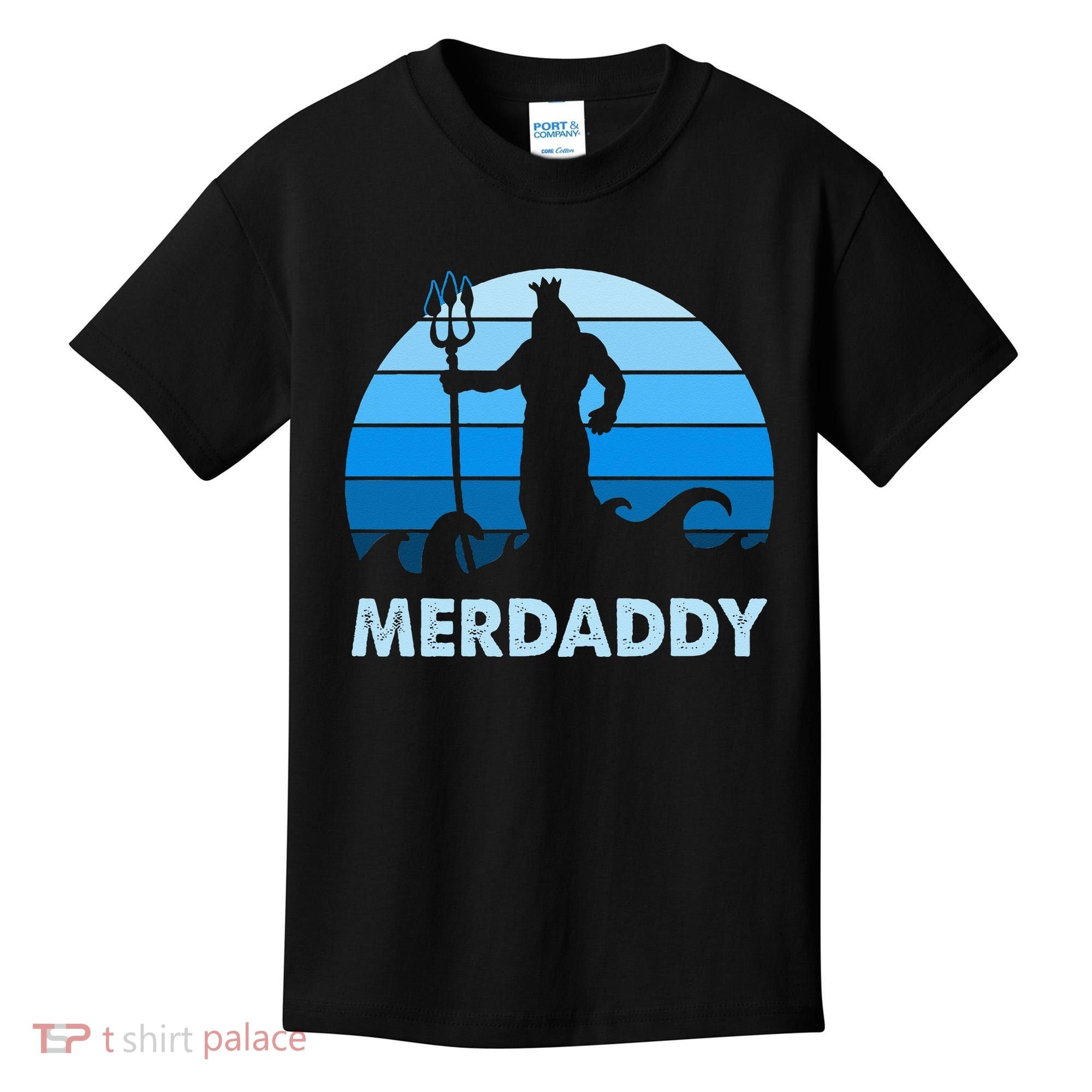 Merdaddy Mermaid Security Merman Daddy Fathers Day Swimmer Kids T-Shirt