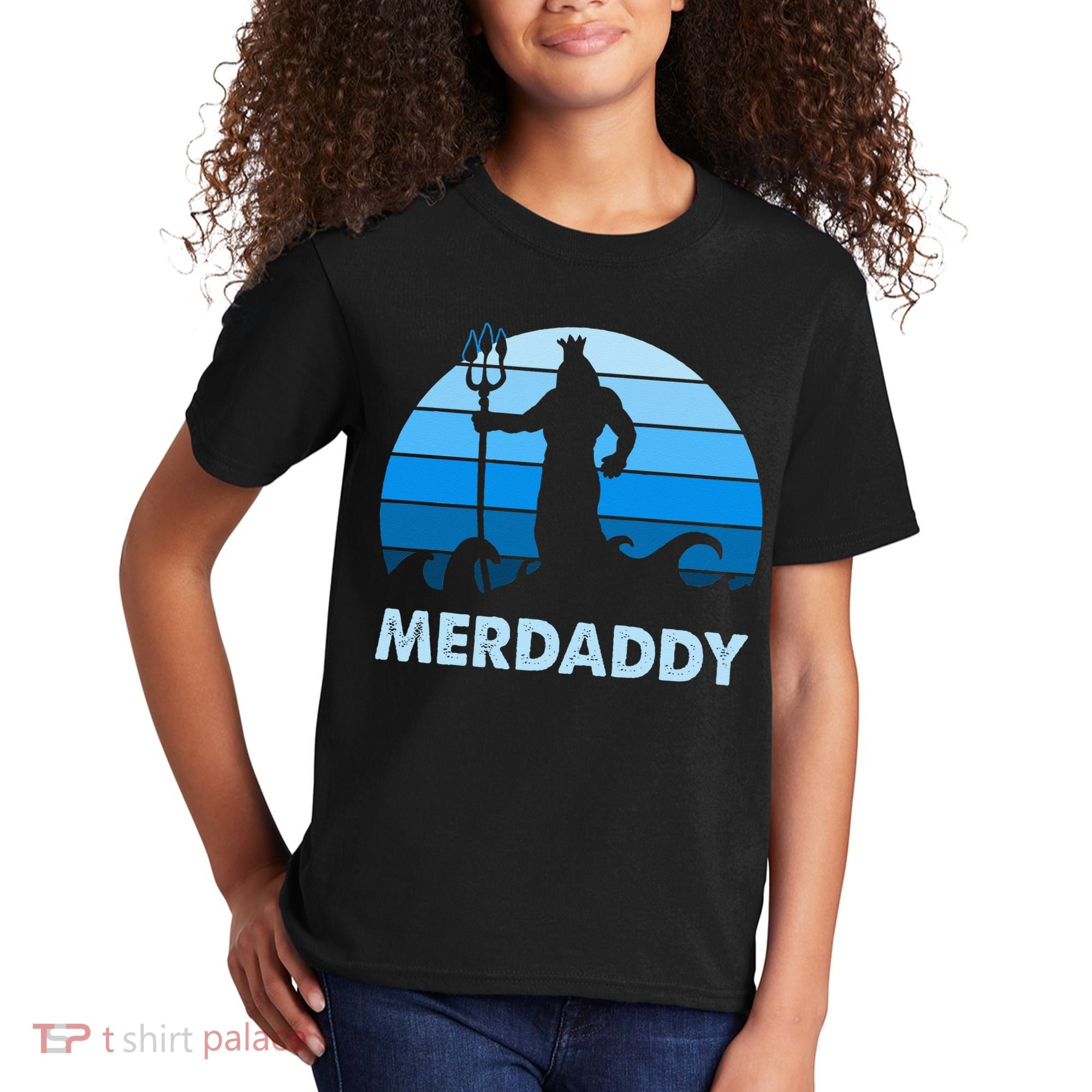 Merdaddy Mermaid Security Merman Daddy Fathers Day Swimmer Kids T-Shirt