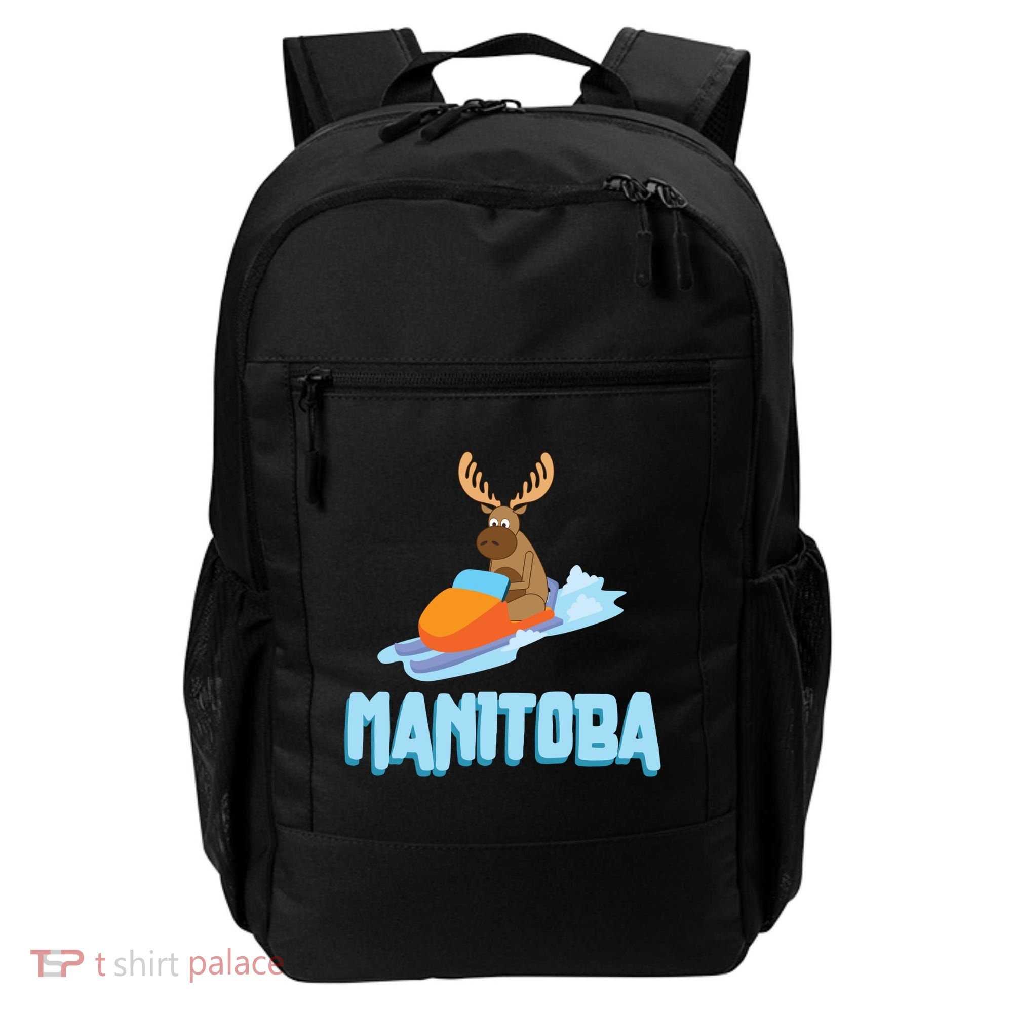 Manitoba Moose Snowmobile Sled Gift For Riders Great Gift Backpack