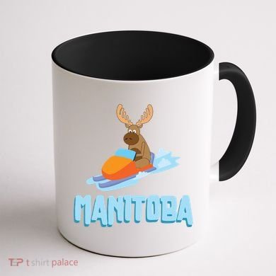 Manitoba Moose Snowmobile Sled Gift For Riders Great Gift Coffee Mug back