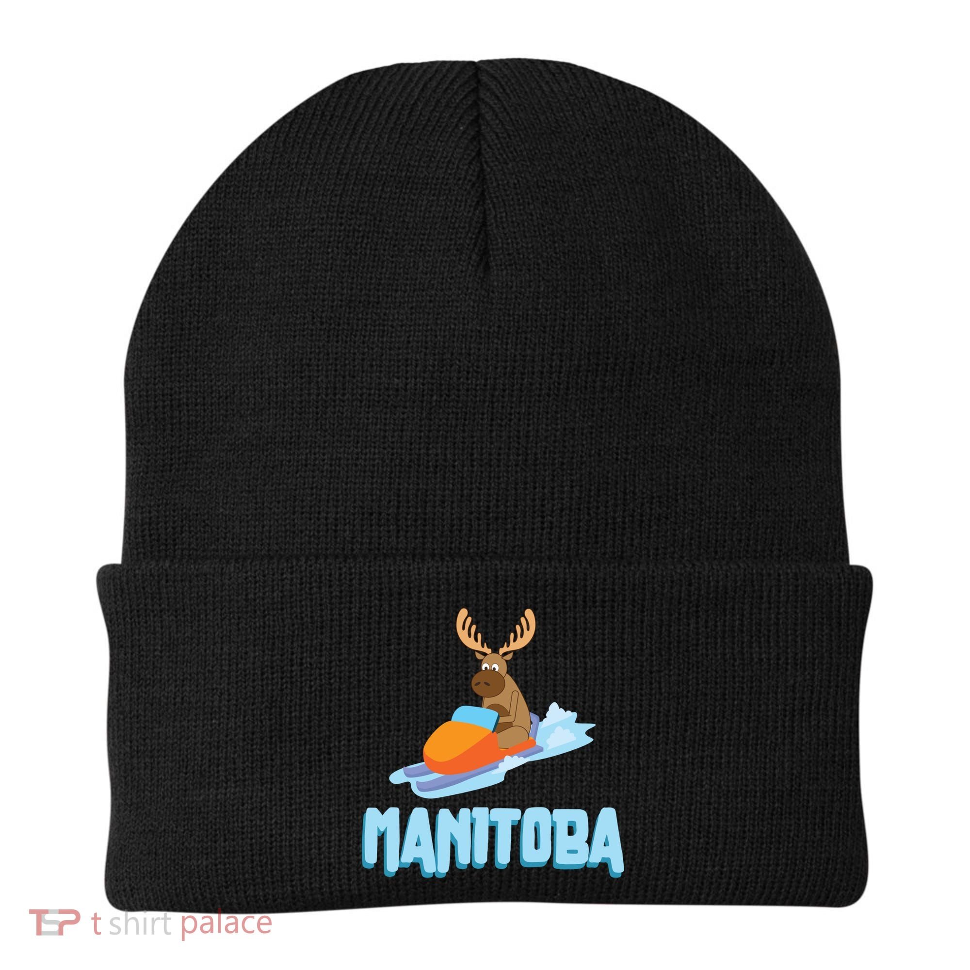 Manitoba Moose Snowmobile Sled Gift For Riders Great Gift Beanie