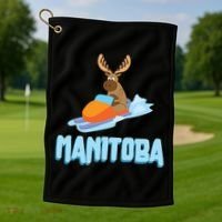 Manitoba Moose Snowmobile Sled Gift For Riders Great Gift Golf Towel thumb 1