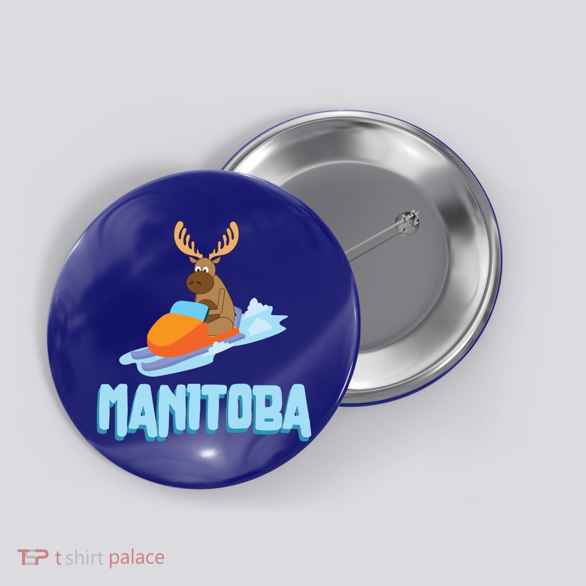 Manitoba Moose Snowmobile Sled Gift For Riders Great Gift Button