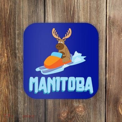 Manitoba Moose Snowmobile Sled Gift For Riders Great Gift Coaster
