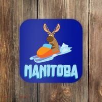 Manitoba Moose Snowmobile Sled Gift For Riders Great Gift Coaster thumb 0