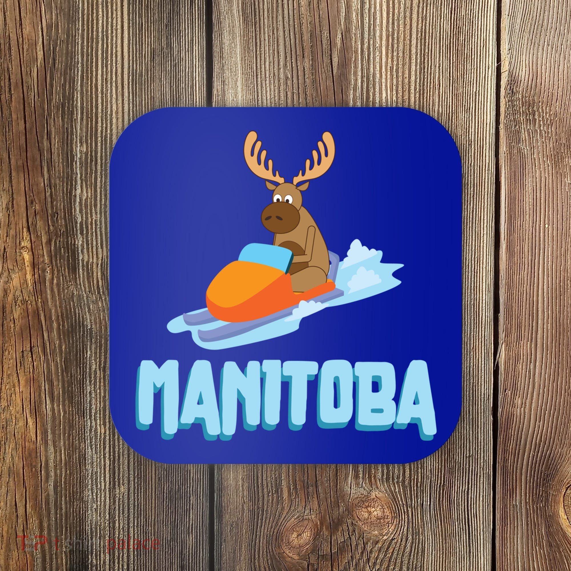 Manitoba Moose Snowmobile Sled Gift For Riders Great Gift Coaster