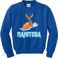 Manitoba Moose Snowmobile Sled Gift For Riders Great Gift Kids Sweatshirt thumb 0