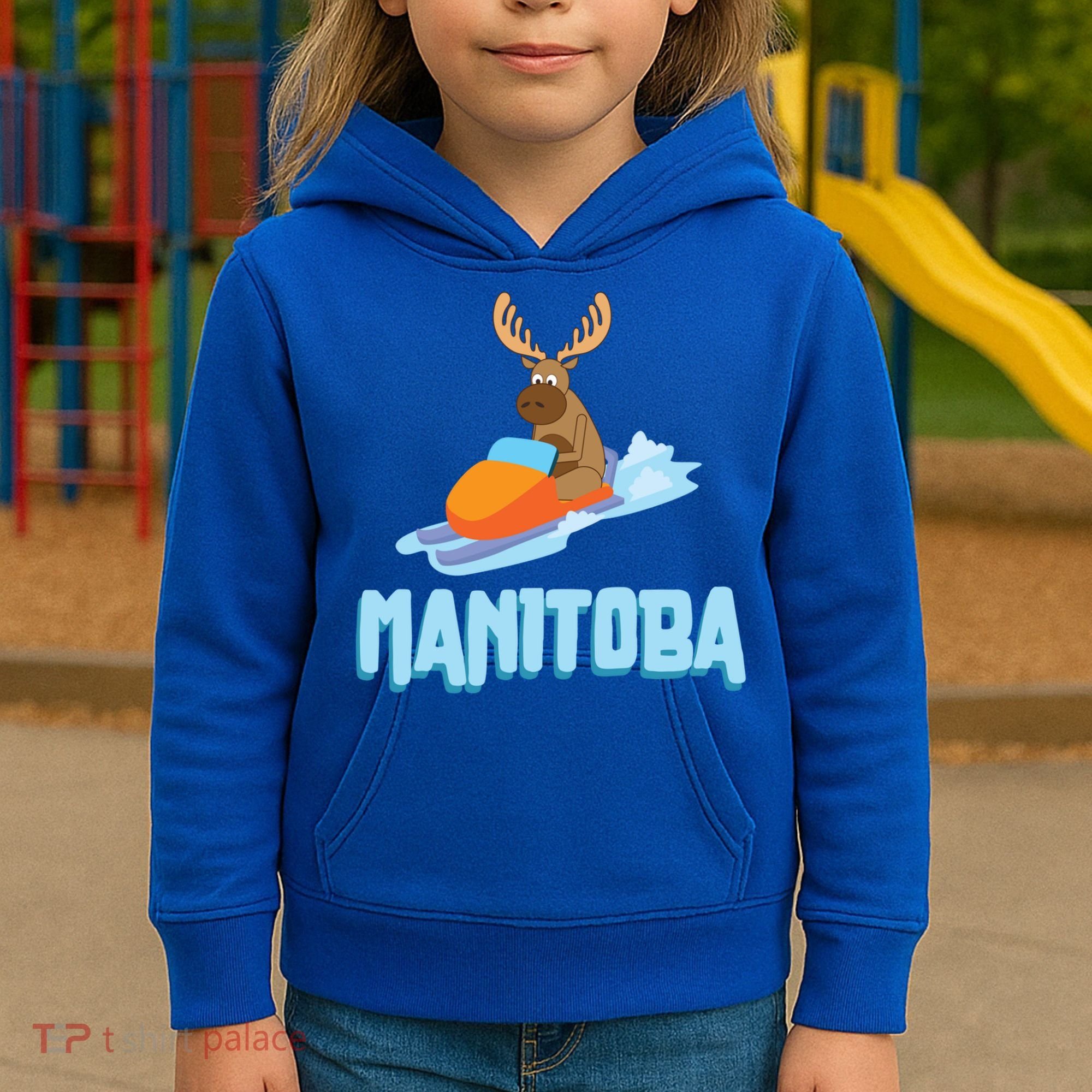 Manitoba Moose Snowmobile Sled Gift For Riders Great Gift Kids Hoodie
