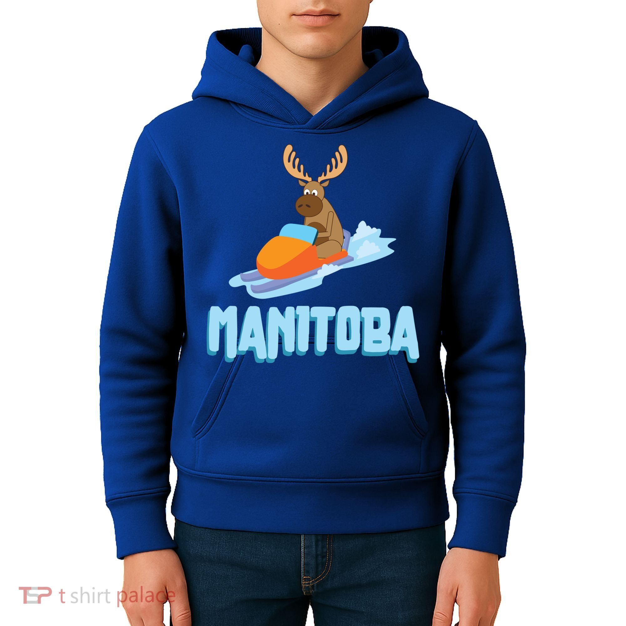 Manitoba Moose Snowmobile Sled Gift For Riders Great Gift Kids Hoodie