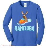 Manitoba Moose Snowmobile Sled Gift For Riders Great Gift Kids Long Sleeve Shirt thumb 0