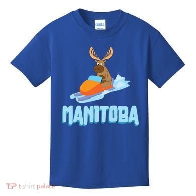 Manitoba Moose Snowmobile Sled Gift For Riders Great Gift Kids T-Shirt