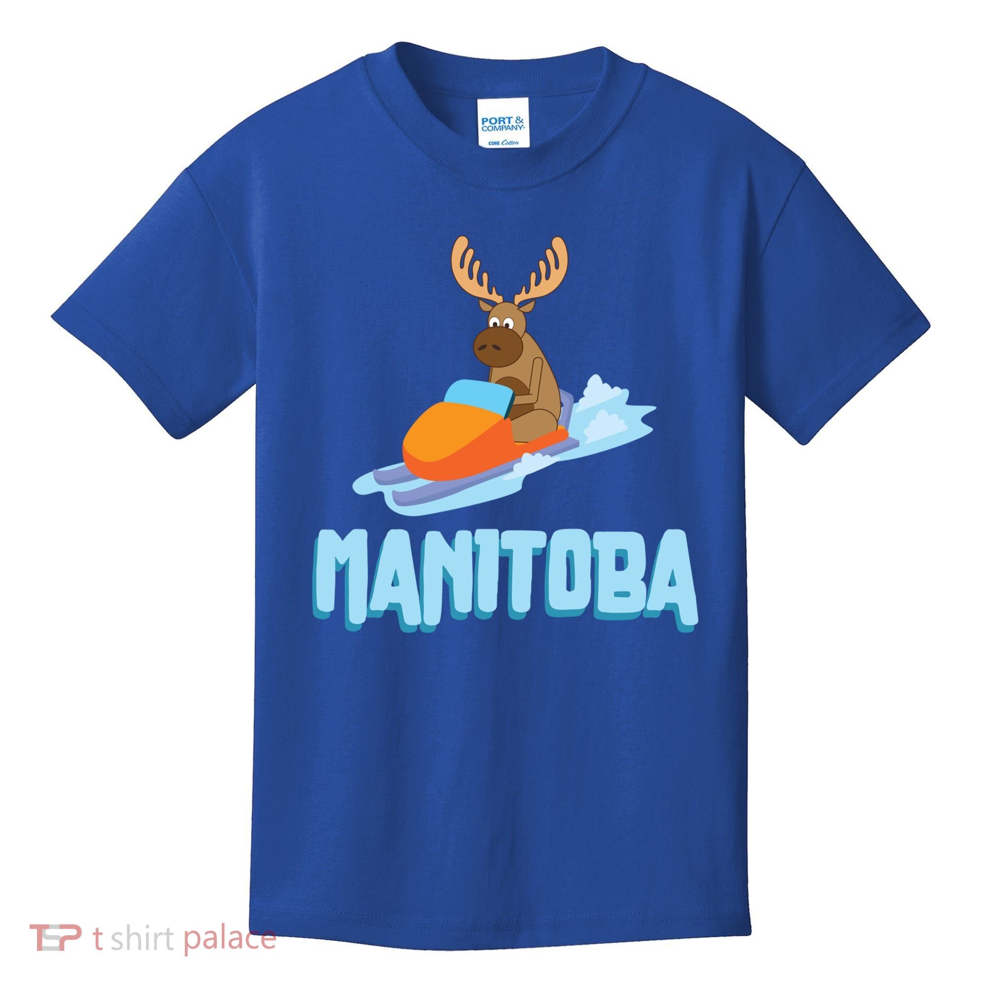Manitoba Moose Snowmobile Sled Gift For Riders Great Gift Kids T-Shirt