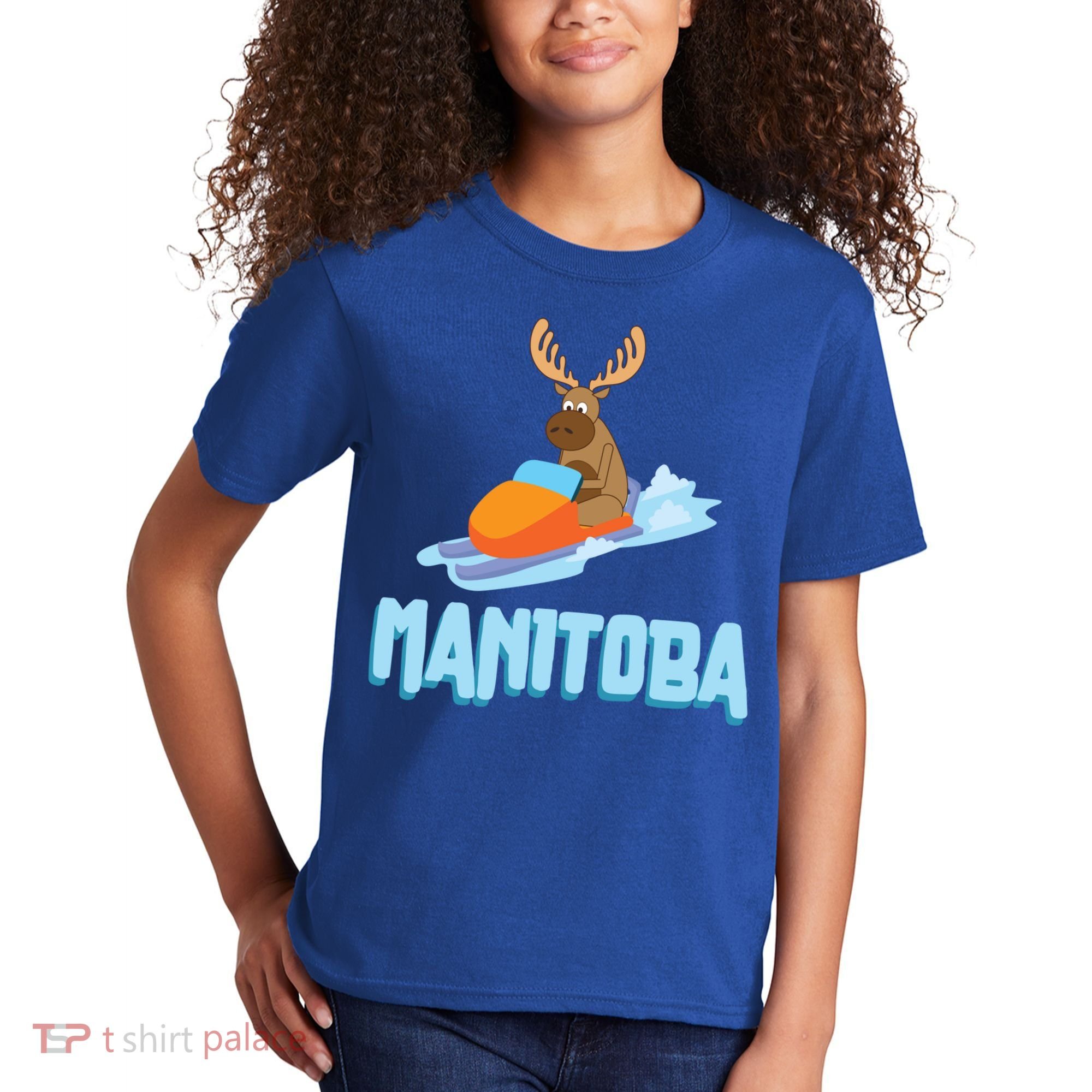 Manitoba Moose Snowmobile Sled Gift For Riders Great Gift Kids T-Shirt