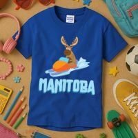 Manitoba Moose Snowmobile Sled Gift For Riders Great Gift Kids T-Shirt thumb 3