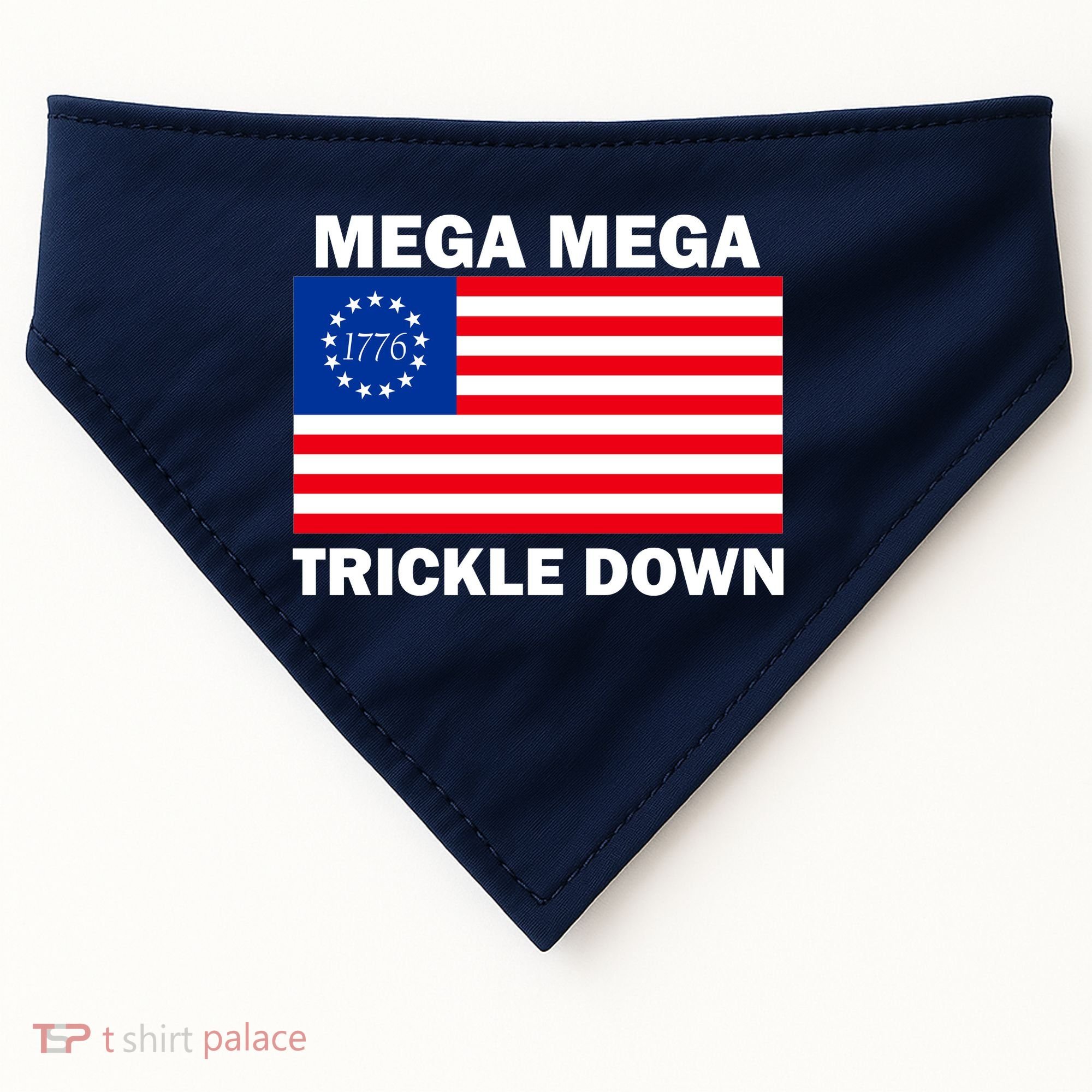 Mega Mega Trickle Down USA 1776 Flag Patriot USA-Made Doggie Bandana