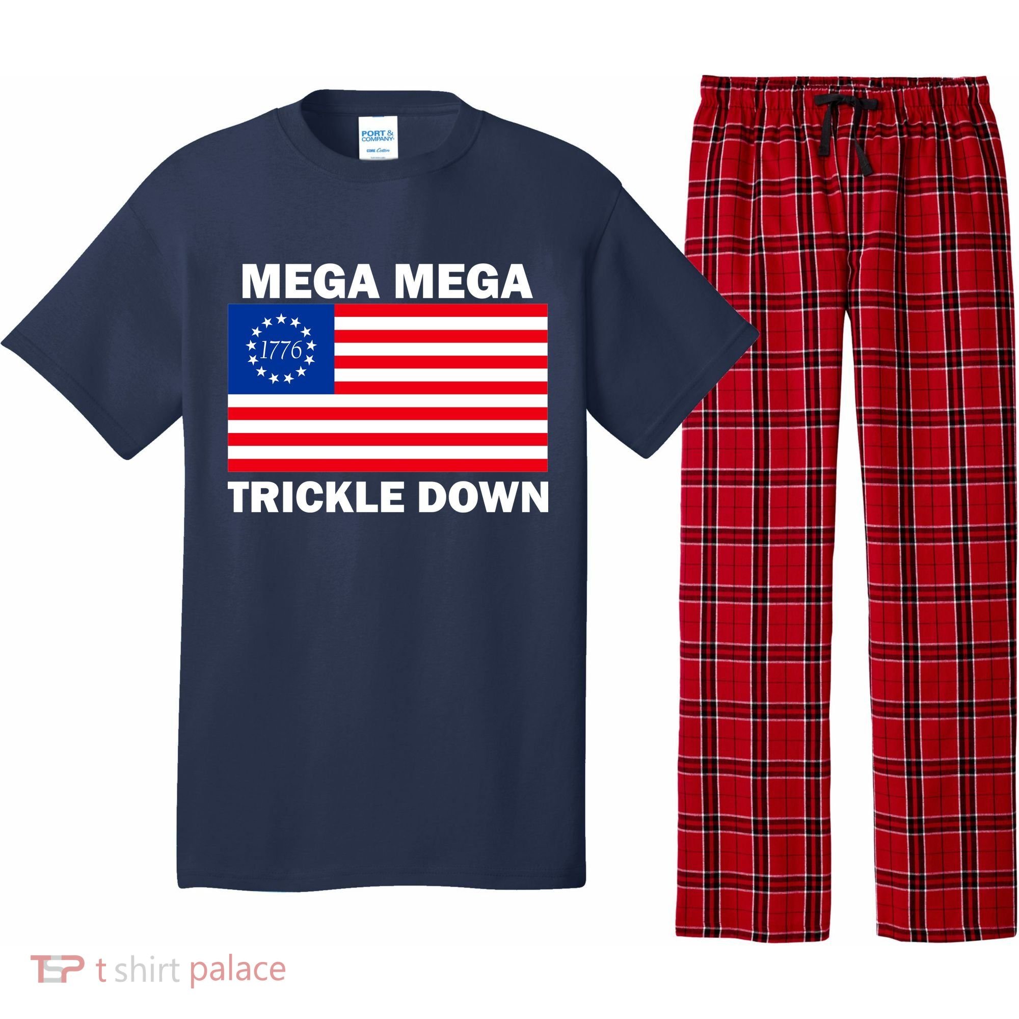 Mega Mega Trickle Down USA 1776 Flag Patriot Pajama Set