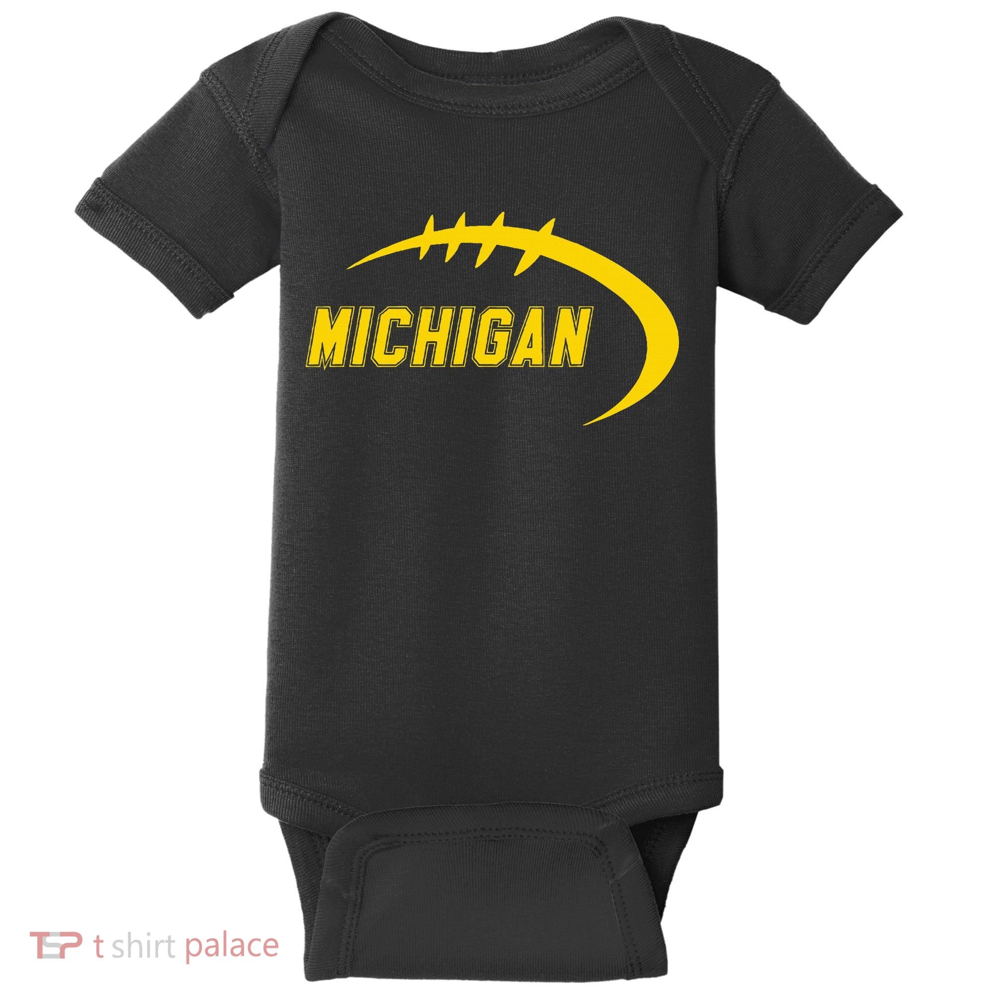 Michigan MI Throwback College Font Classic Baby Bodysuit