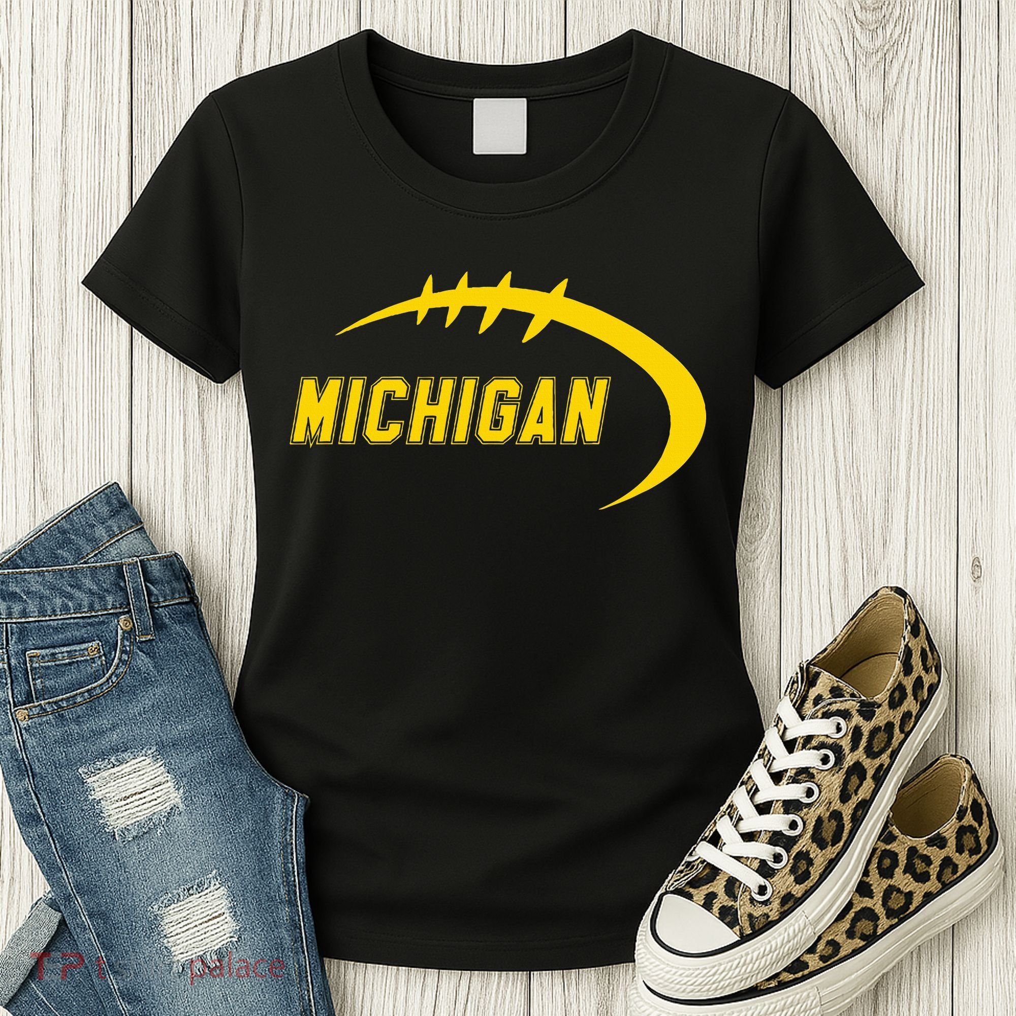 Michigan MI Throwback College Font Classic Women's T-Shirt