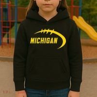 Michigan MI Throwback College Font Classic Kids Hoodie thumb 3