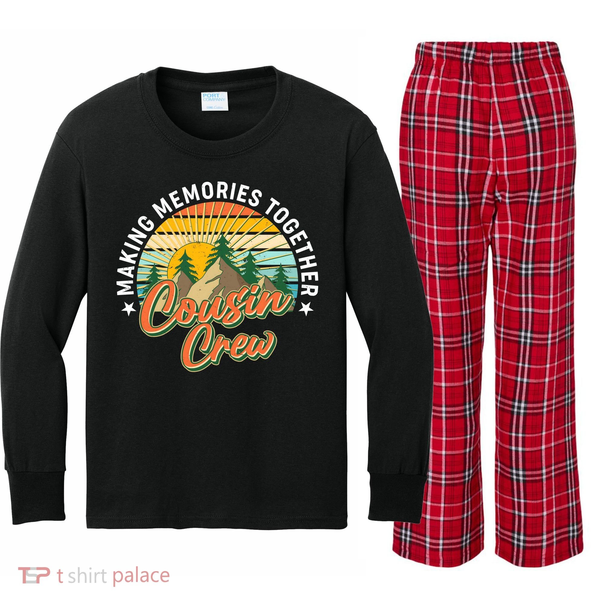 Making Memories Together Cousin Crew Kids Long Sleeve Plaid Pajama Set