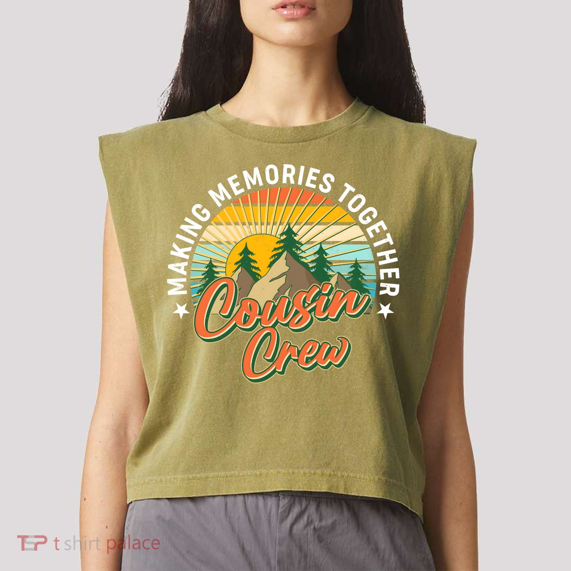 Making Memories Together Cousin Crew Garment-Dyed Women's Muscle Tee