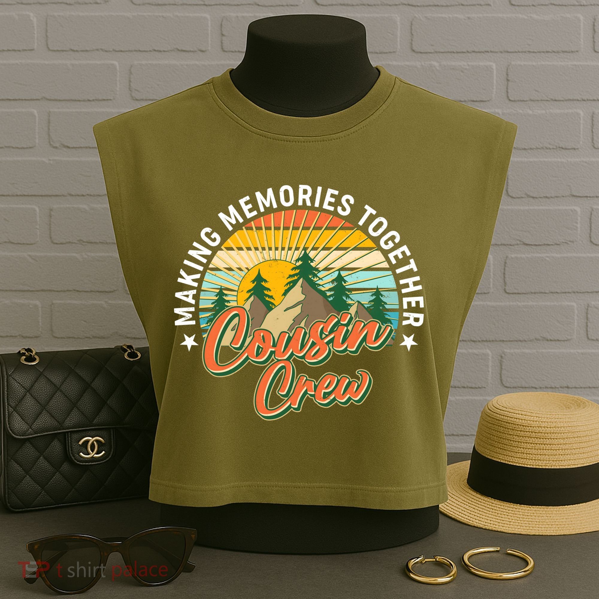 Making Memories Together Cousin Crew Garment-Dyed Women's Muscle Tee