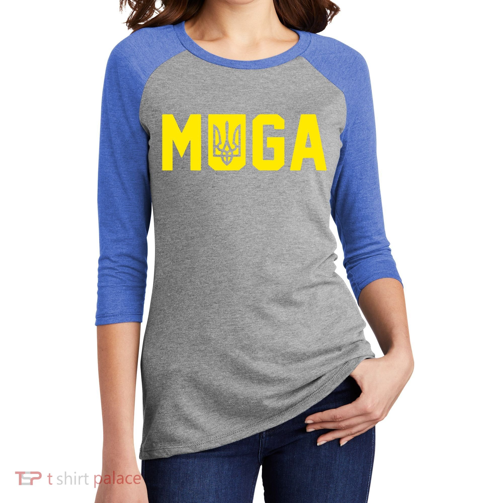 Muga Make Ukraine Great Again Women's Tri-Blend 3/4-Sleeve Raglan Shirt