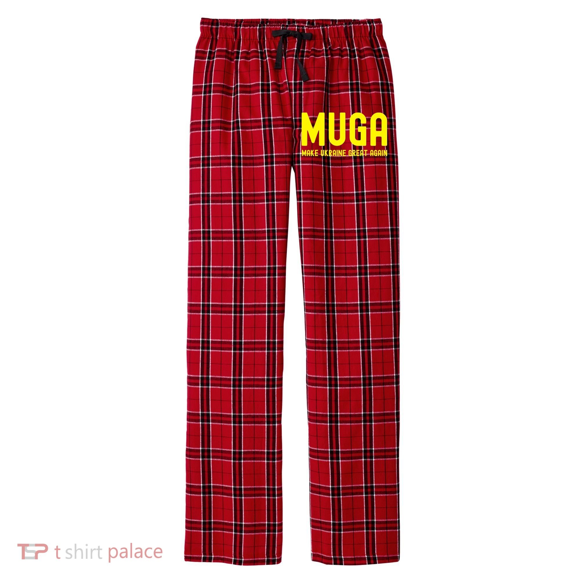 Muga Make Ukraine Great Again Men's Flannel Plaid Pajama Pants