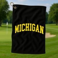Michigan Mi Usa United States Font Golf Towel thumb 1