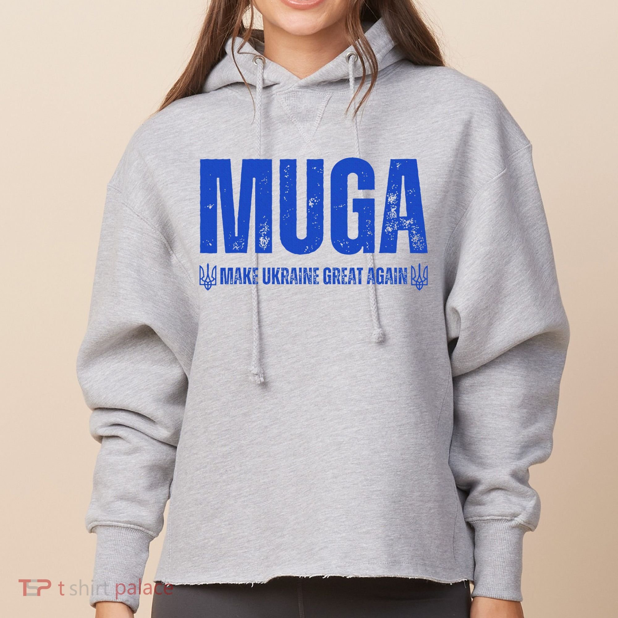 Muga Make Ukraine Great Again Support Ladies Heavyweight Boxy Pullover Hoodie
