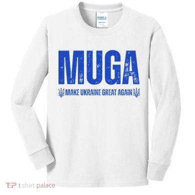 Muga Make Ukraine Great Again Support Kids Long Sleeve Shirt