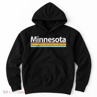 Minnesota Mn Vintage Worn Design Retro Stripes Classic Hoodie