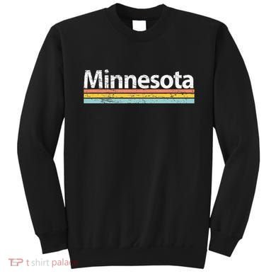 Minnesota Mn Vintage Worn Design Retro Stripes Classic Sweatshirt