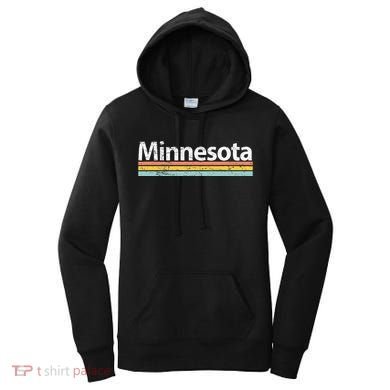 Minnesota Mn Vintage Worn Design Retro Stripes Classic Women's Hoodie