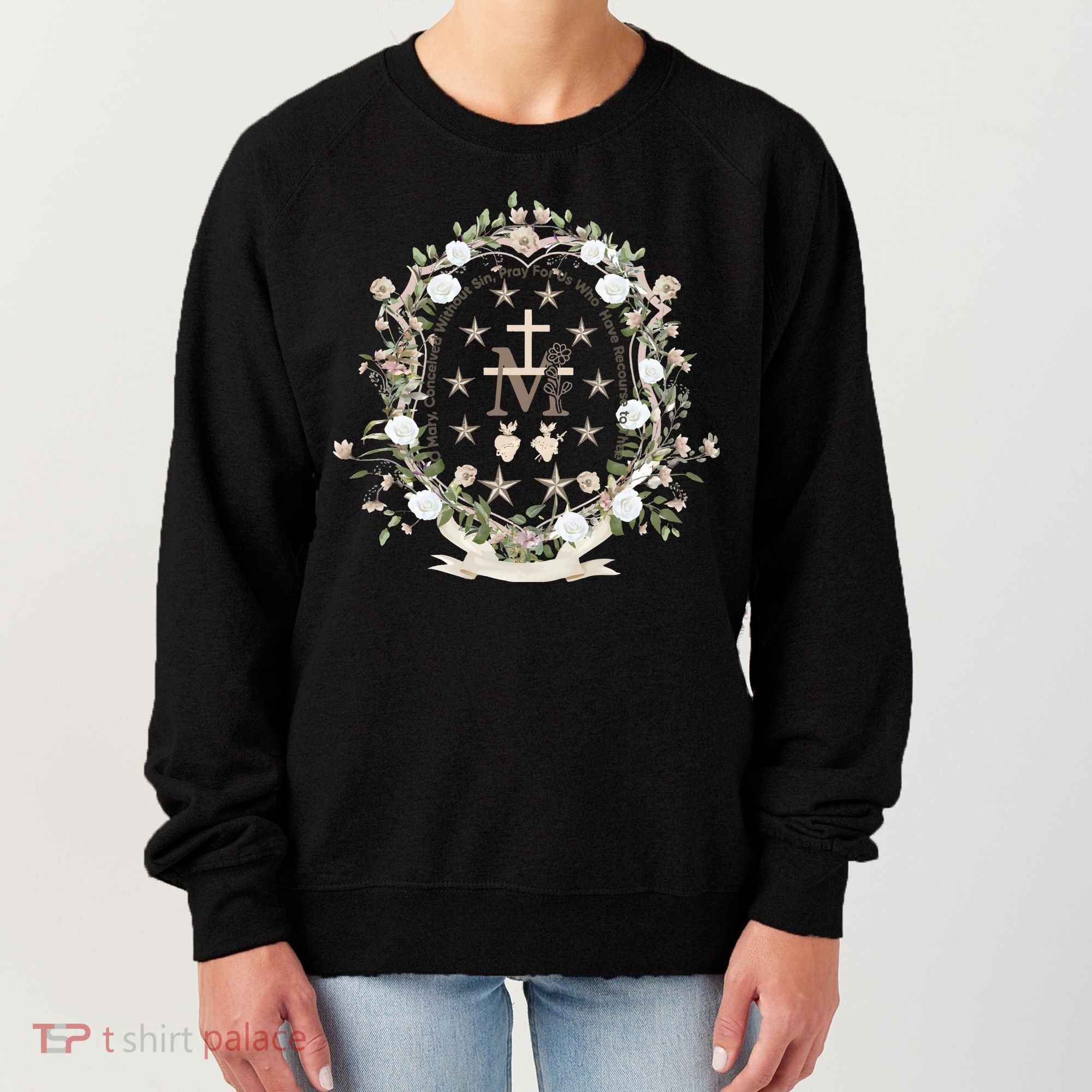 Marian Medal Virgin Mary Marian Cross Women's Sweatshirt