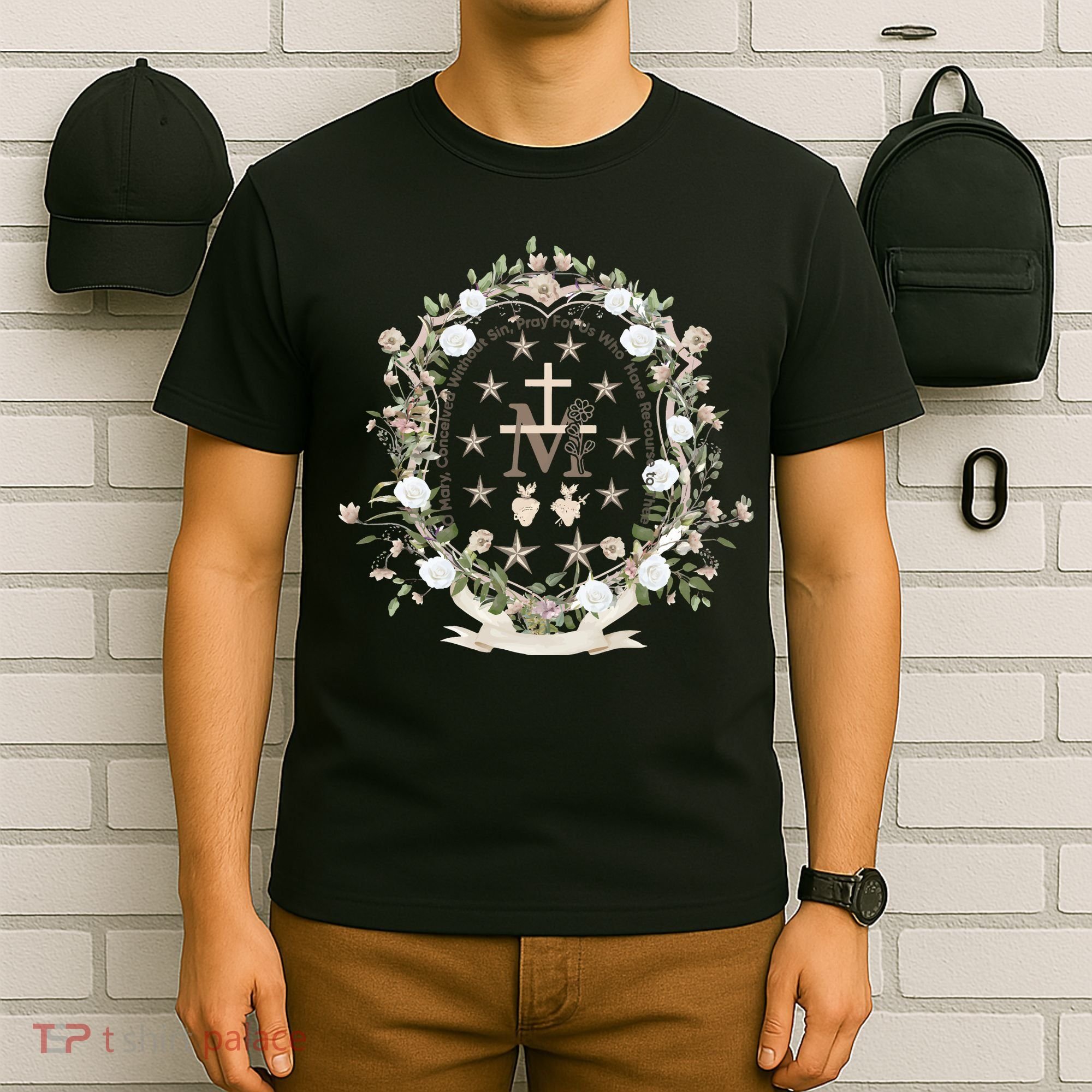 Marian Medal Virgin Mary Marian Cross T-Shirt