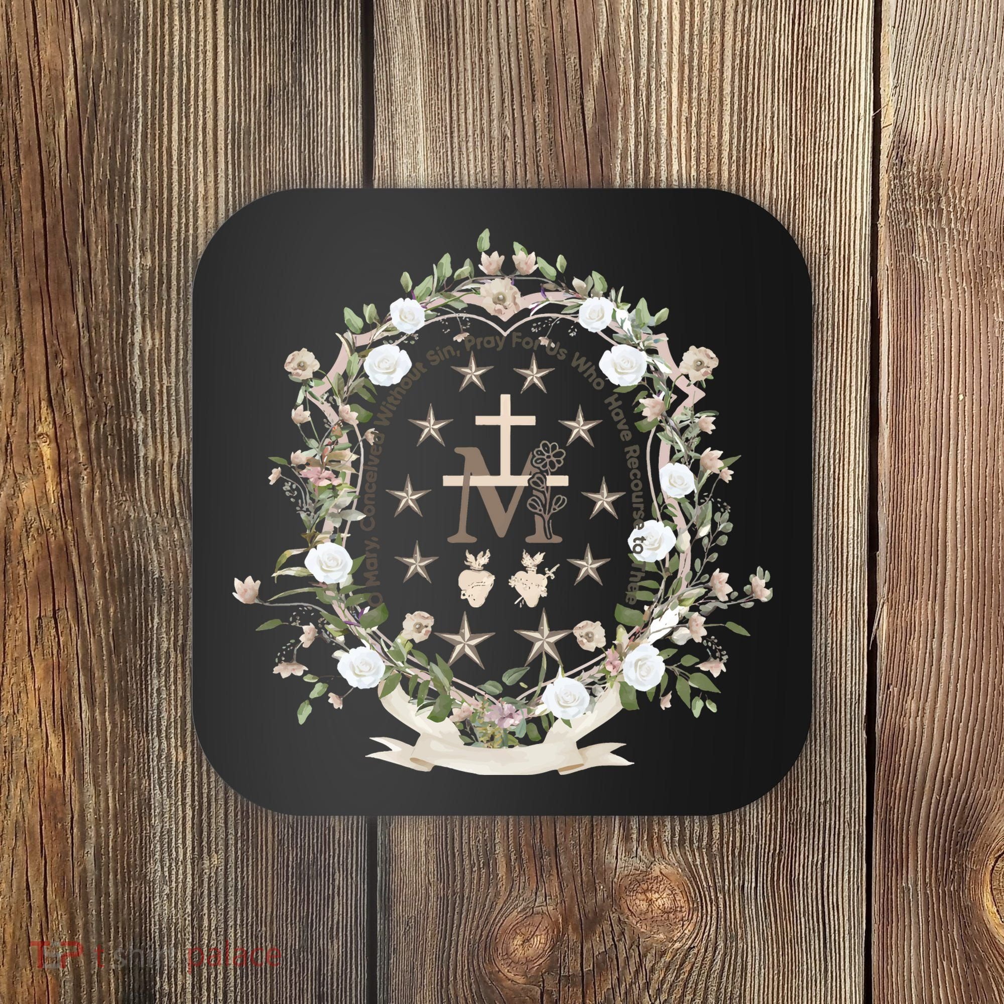 Marian Medal Virgin Mary Marian Cross Coaster