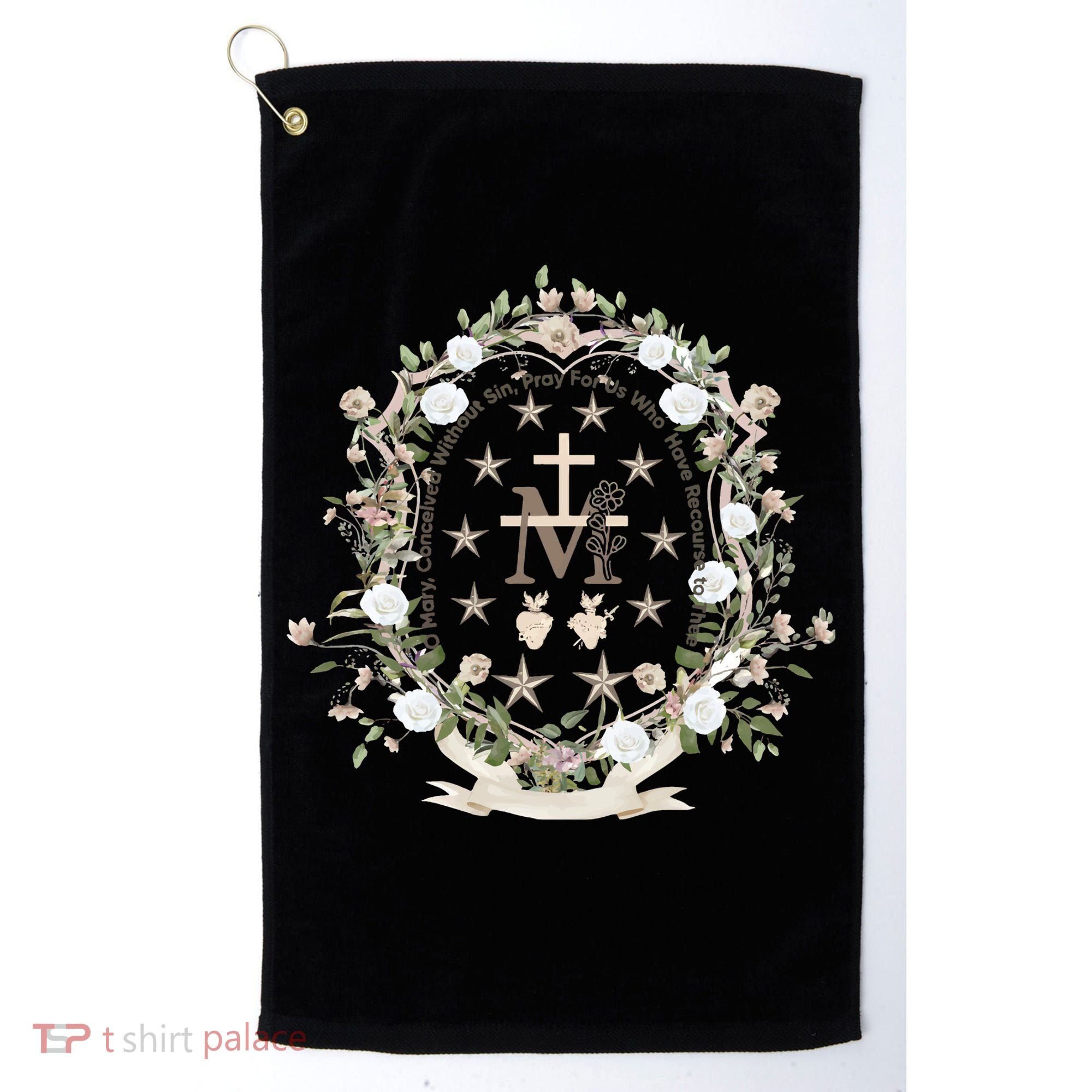 Marian Medal Virgin Mary Marian Cross Golf Towel
