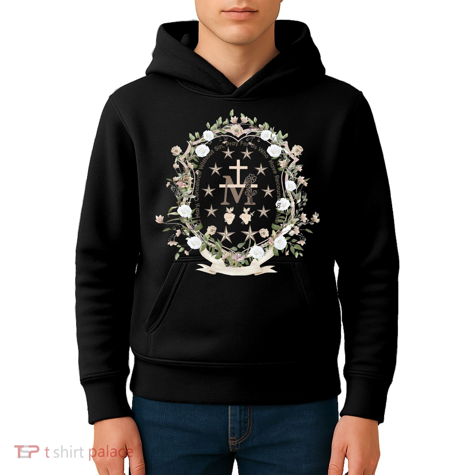 Marian Medal Virgin Mary Marian Cross Kids Hoodie