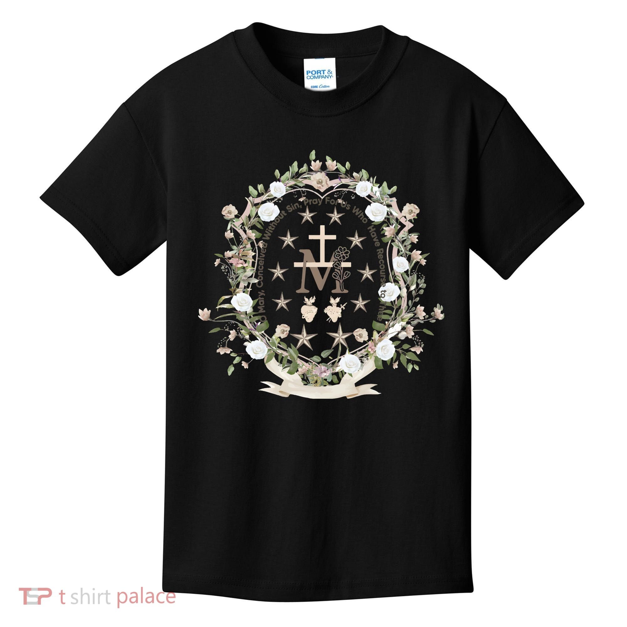 Marian Medal Virgin Mary Marian Cross Kids T-Shirt