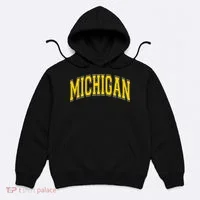 Michigan MI VintageStyle Maize Font Hoodie thumb 0